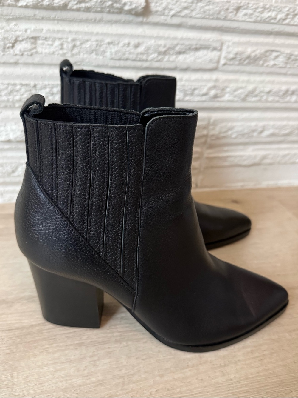Marc Fisher Alva bootie short black leather minimalist quiet luxury business- 8